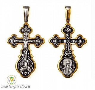 Православный крестик Распятие Христово Икона Божией Матери Знамение 