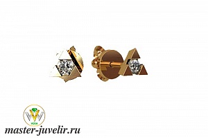 Золотые гвоздики Треугольники с бриллиантами 3 мм