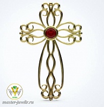 Женский крестик декоративный  из желтого золота
