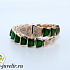 Золотое кольцо Змея с бриллиантами и зеленой эмалью