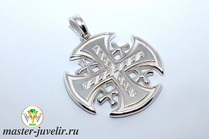 Мальтийский крест кулон серебряный