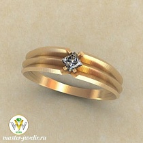 Кольцо золотое в стиле изысканной классики с бриллиантом