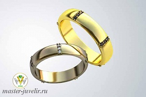 Обручальные кольца классические с драгоценными камнями