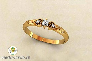Помолвочное кольцо Сердца с бриллиантами