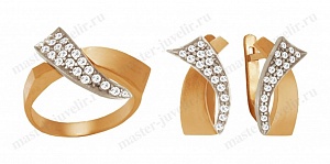 Золотой комплект на заказ: кольцо и серьги