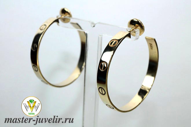 Купить серьги кольца золотые с болтиками в ювелирной мастерской