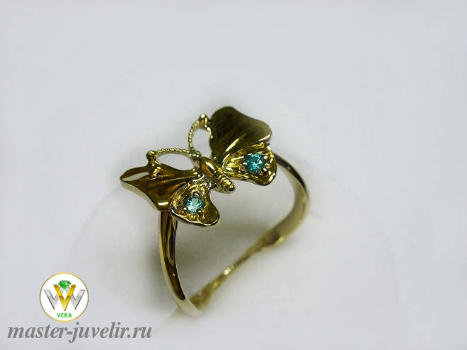 Купить кольцо золотое бабочка с топазами в ювелирной мастерской