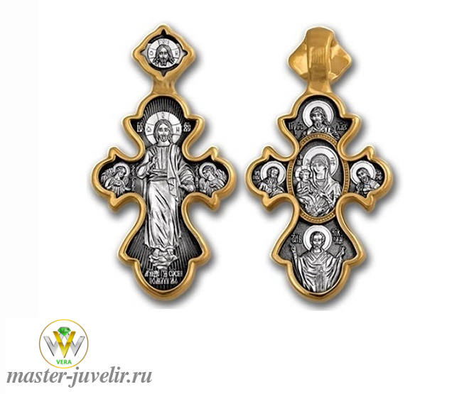 Купить православный крестик господь вседержитель икона божией матери троеручица в ювелирной мастерской