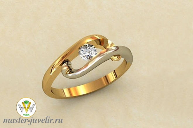 Купить золотое кольцо необычной формы с белым топазом в ювелирной мастерской