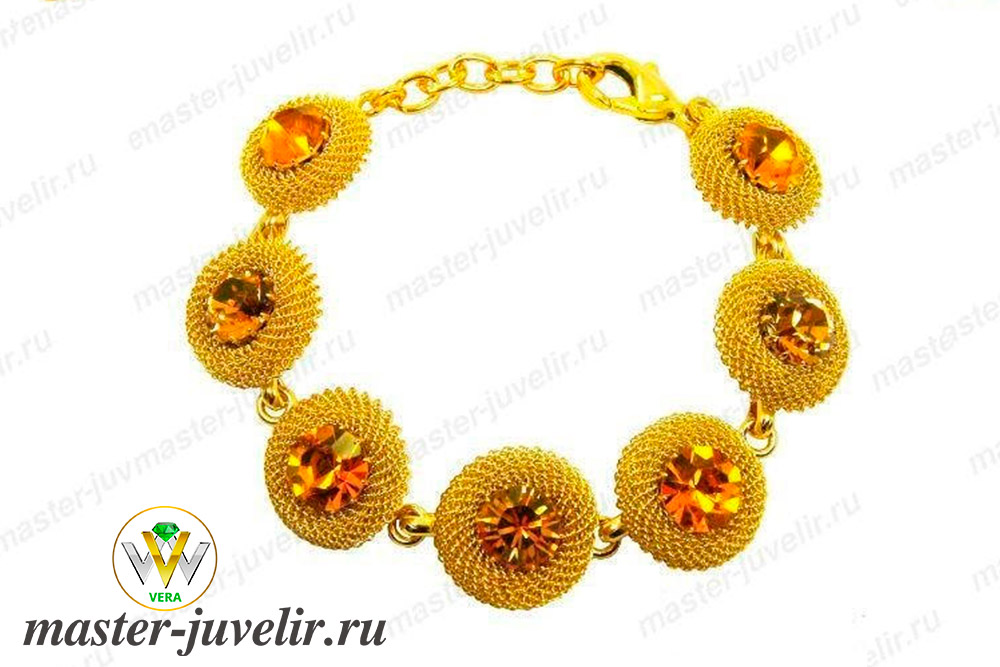 Купить эксклюзивный браслет в желтом золоте с цитринами в ювелирной мастерской