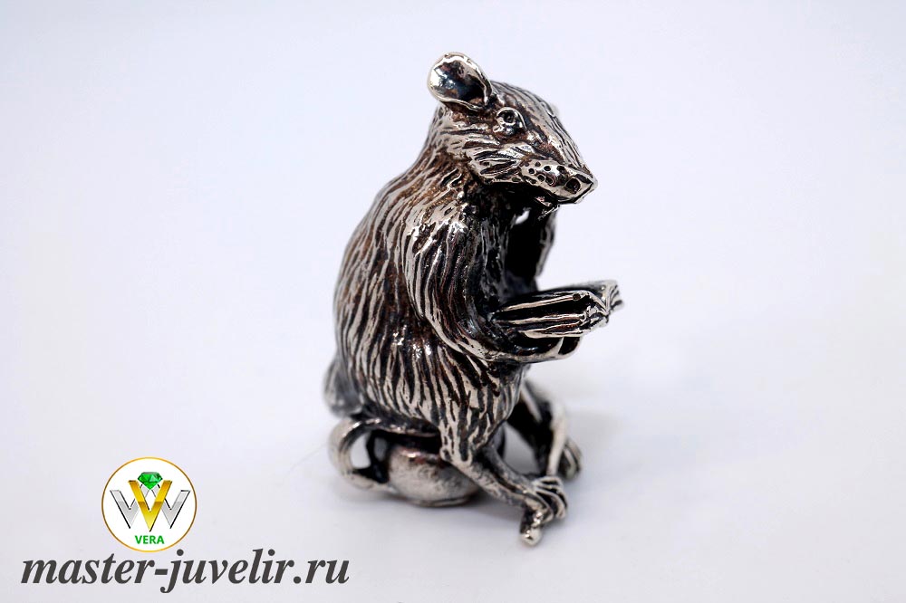 Купить сувенир читающая крыса серебряная в ювелирной мастерской