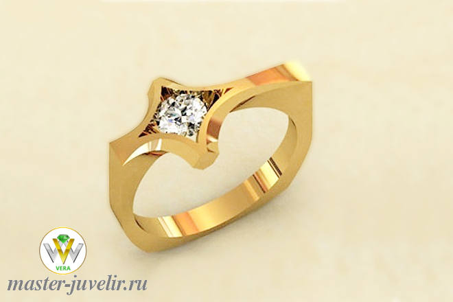 Купить золотое кольцо геометрической формы с горным хрусталем в ювелирной мастерской