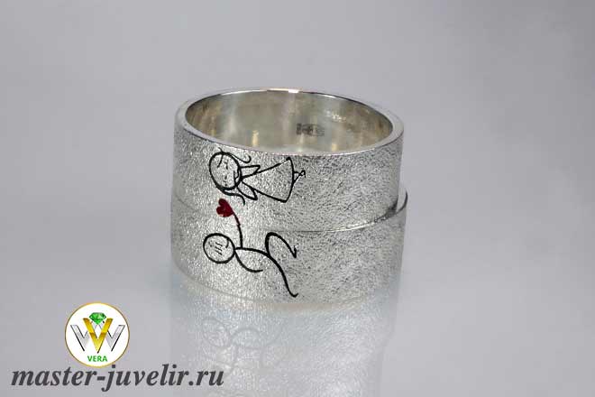 Необычные серебряные обручальные кольца мальчик девочка