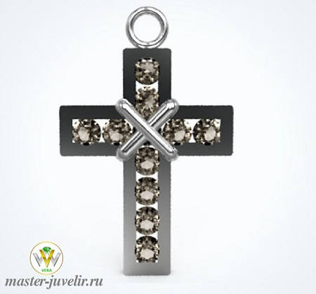 Купить крест декоративный серебряный с камнями в ювелирной мастерской