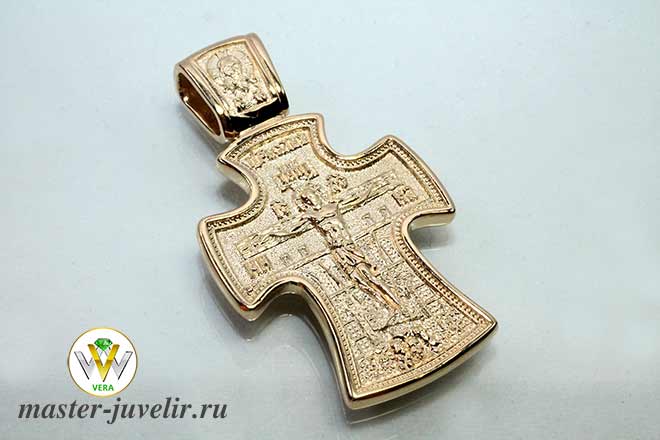 Купить золотой крестик нательный двусторонний иисус христос и николай чудотворец в ювелирной мастерской