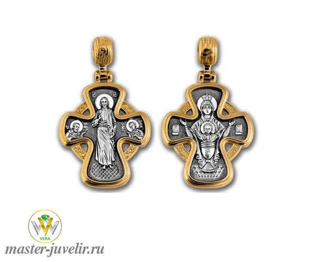 Купить православный крестик господь вседержитель икона божией матери "неупиваемая чаша" в ювелирной мастерской