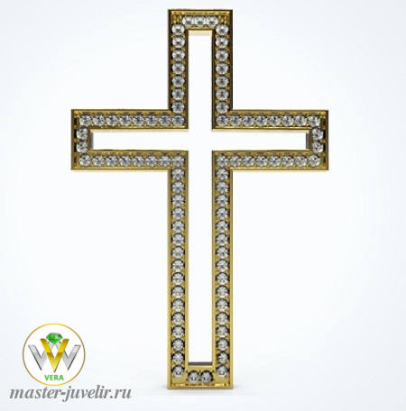 Купить золотой декоративный крестик с бриллиантами в ювелирной мастерской