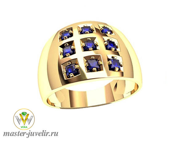 Купить кольцо перстень золотой мужской с фианитами в ювелирной мастерской
