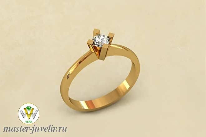 Купить золотое кольцо с бриллиантом в квадратных клапанах в ювелирной мастерской