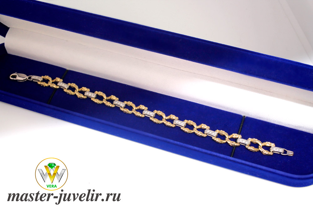 Золотой браслет из комбинированного золота с бриллиантами
