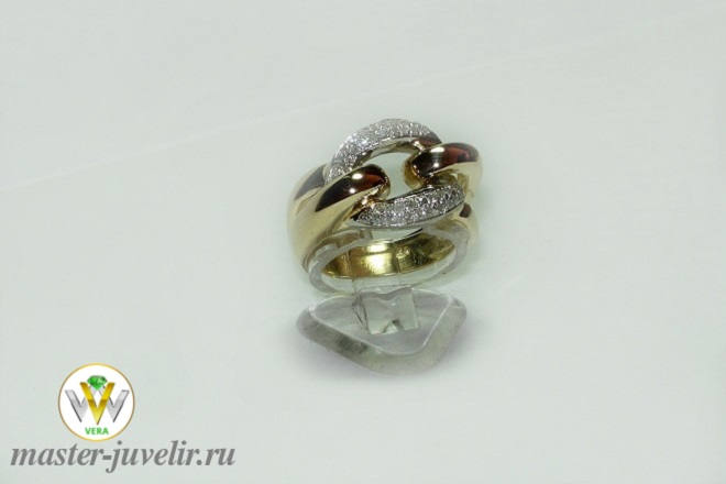 Купить кольцо из золота бублик с бриллиантами в ювелирной мастерской