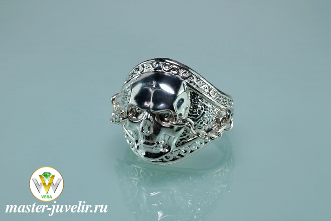 Купить серебряное кольцо череп в ювелирной мастерской