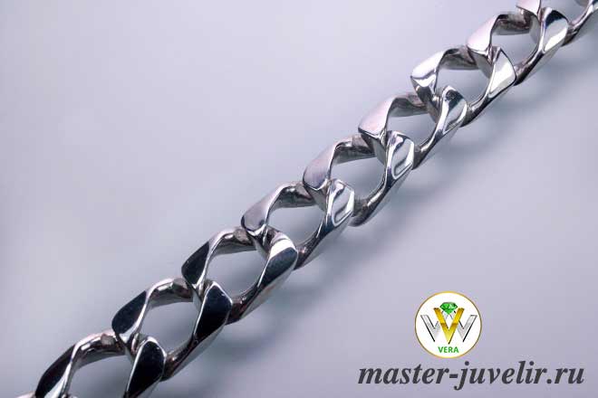 Купить браслет серебряный панцирный прямоугольный широкий  в ювелирной мастерской