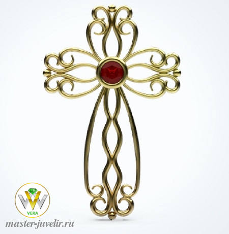 Купить женский крестик декоративный  из желтого золота в ювелирной мастерской