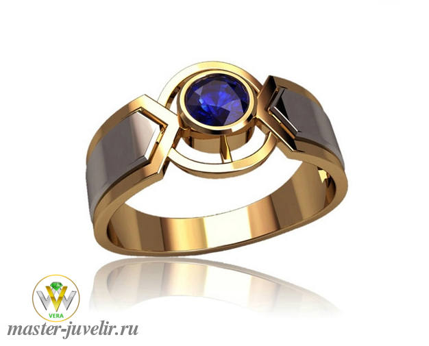 Купить кольцо для мужчины из комбинированного золота с круглым фианитом в ювелирной мастерской