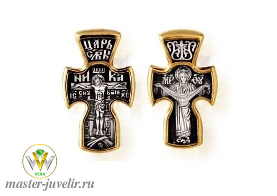 Купить православный крестик из серебра распятие христово покров пресвятой богородицы  в ювелирной мастерской