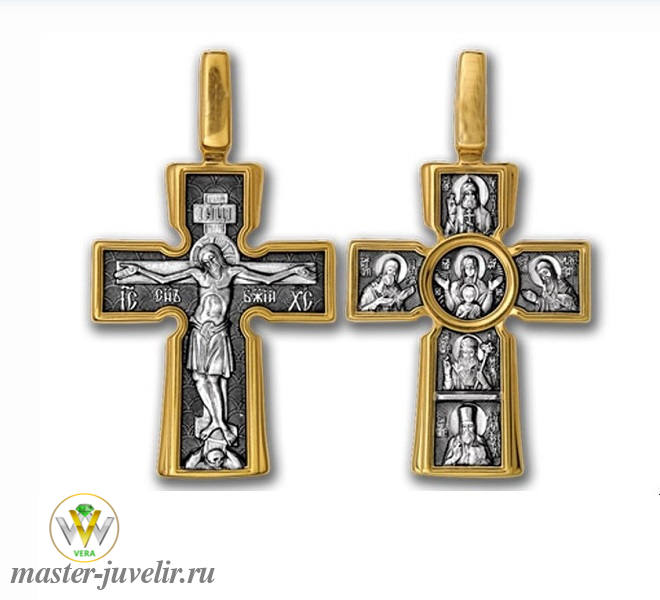 Купить православный крест распятие божия матерь"воплощение". пять святителей в ювелирной мастерской
