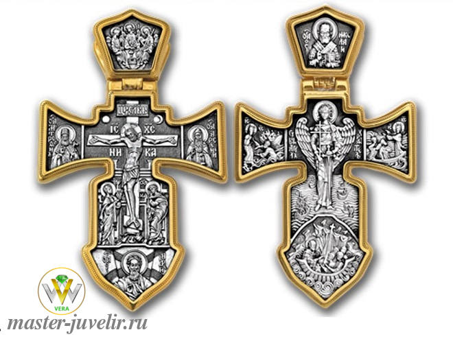 Купить православный крест распятие ангел хранитель  в ювелирной мастерской
