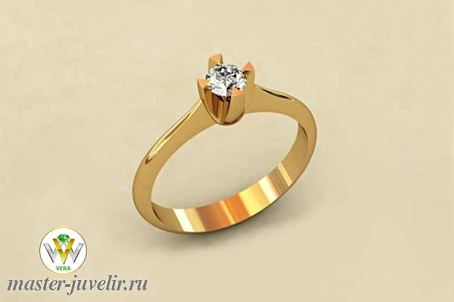 Купить помолвочное золотое кольцо тонкое с бриллиантом в ювелирной мастерской