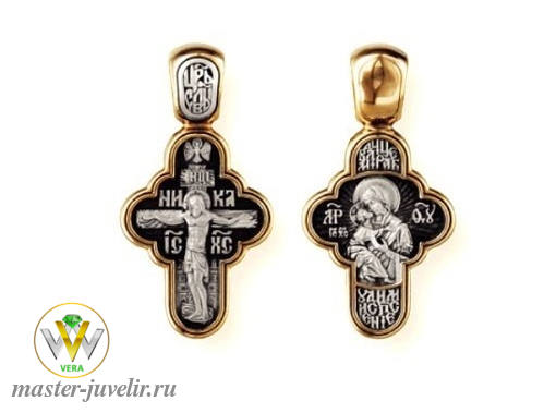 Купить православный крестик распятие христово владимирская икона божией матери в ювелирной мастерской