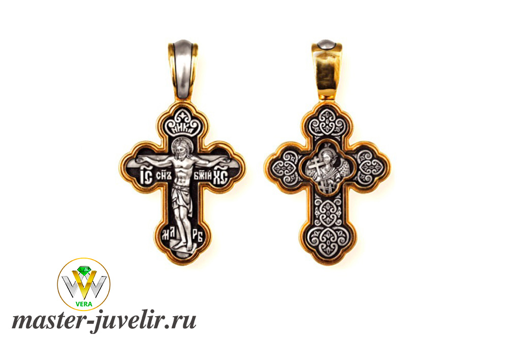 Купить православный крестик двусторонний распятие христово  в ювелирной мастерской