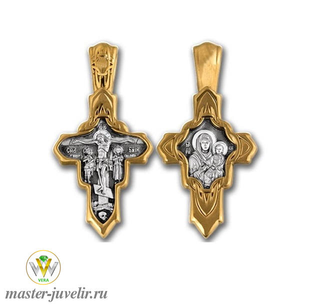 Купить православный крестик распятие смоленская икона божией матери в ювелирной мастерской