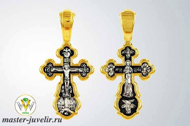 Купить православный крестик распятие христово валаамская икона божией матери  в ювелирной мастерской