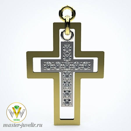 Купить крестик декоративный подвижный из комбинированного золота в ювелирной мастерской