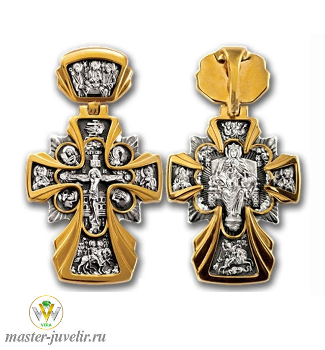 Купить православный крестик распятие икона божией матери державная в ювелирной мастерской