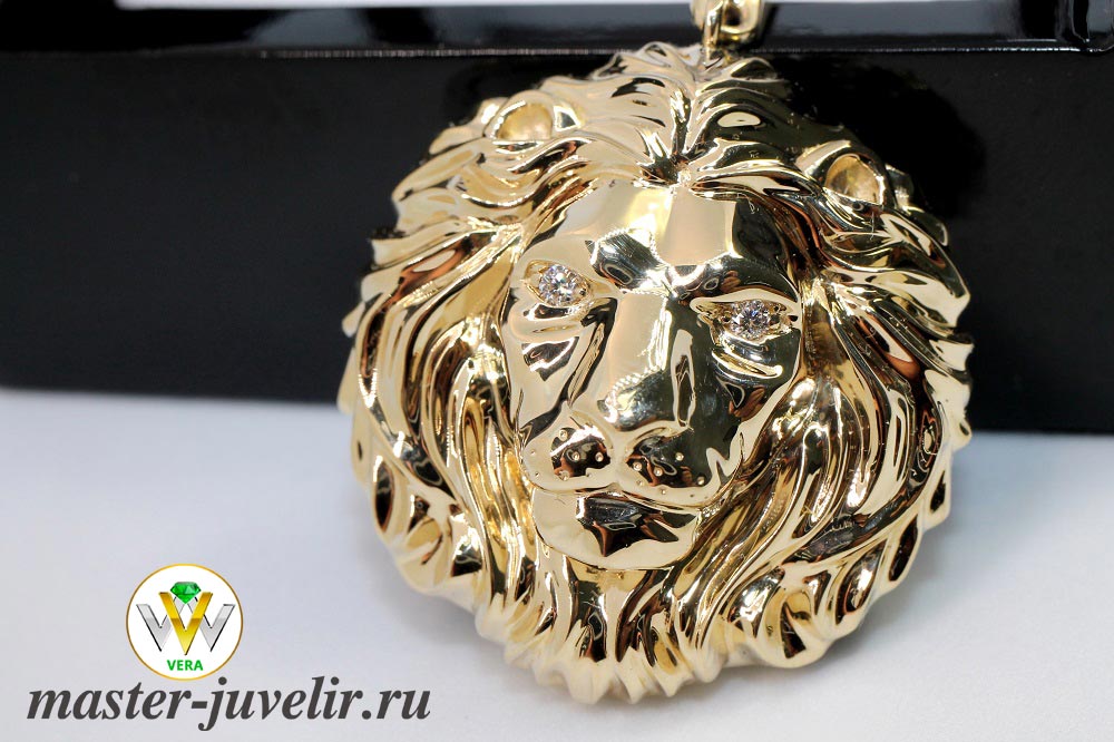 Брелок золотой Лев с бриллиантами