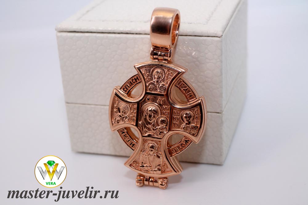 Золотой Новгородский крест мощевик