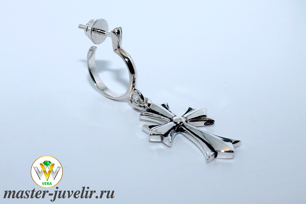 Купить серебряная серьга крест в ювелирной мастерской