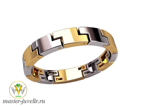 Купить золотое кольцо в виде браслета в желтом и белом золоте в ювелирной мастерской