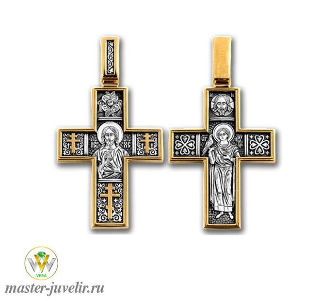 Купить православный крестик господь вседержитель св.мученик трифон  в ювелирной мастерской