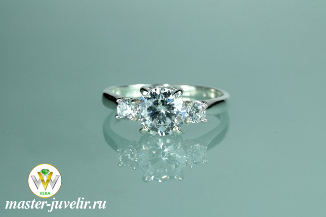 Купить кольцо женское помолвочное серебряное с камнями в ювелирной мастерской