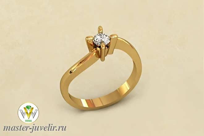 Купить кольцо помолвочное с бриллиантом золотое со скошенными крапанами в ювелирной мастерской