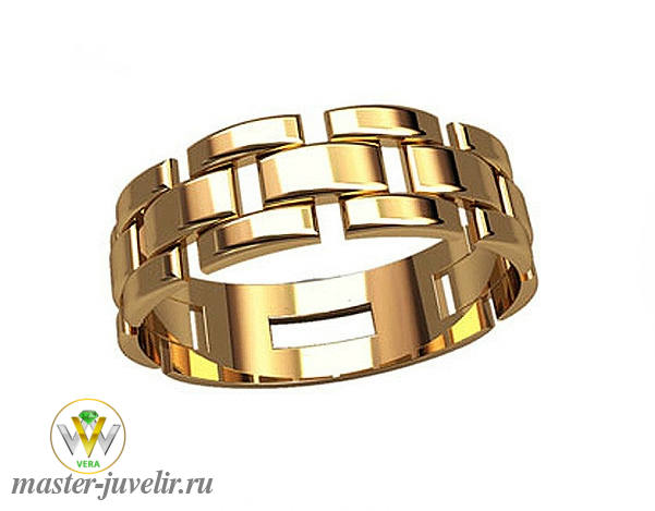 Купить кольцо мужское широкое в виде браслета в ювелирной мастерской