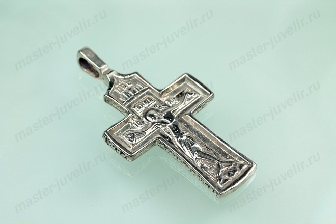 Купить нательный крестик из серебра с молитвой в ювелирной мастерской