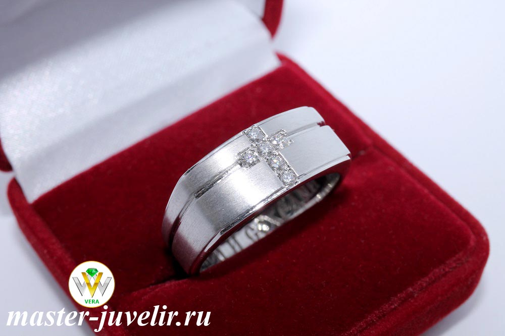 Купить кольцо с бриллиантами в белом золоте спаси и сохрани в ювелирной мастерской