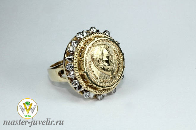 Эксклюзивный золотой именной перстень с бриллиантами 